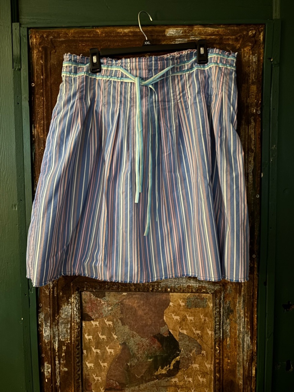 Old Navy Blue and White Striped A-Line Drawstring Skirt